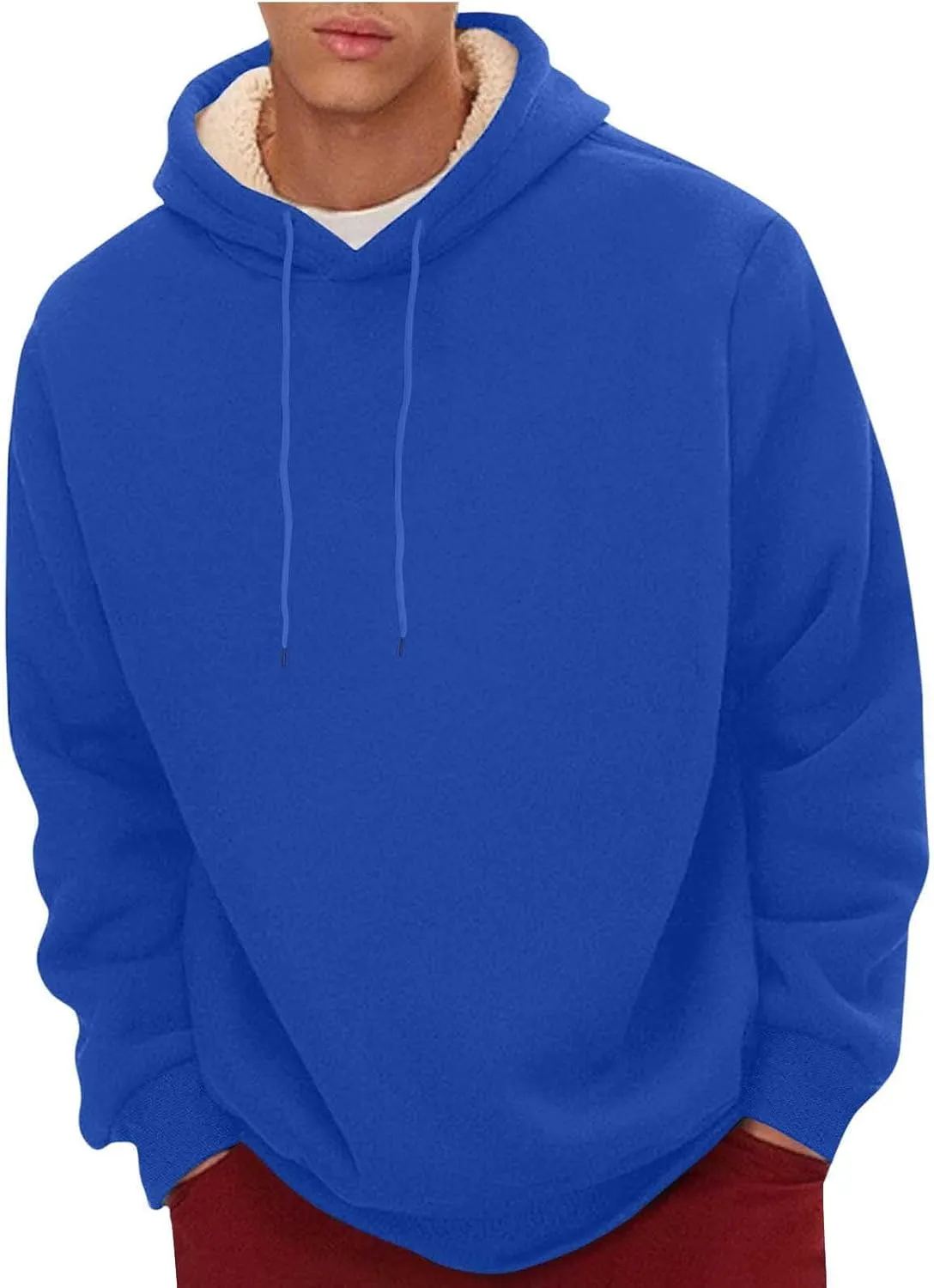 XUNRYAN Hoodies for Men Heavyweight Fleece Sweatshirt Thick Pullover Warm Hooded Sherpa Jackets Long Sleeve Shirts Outerwear